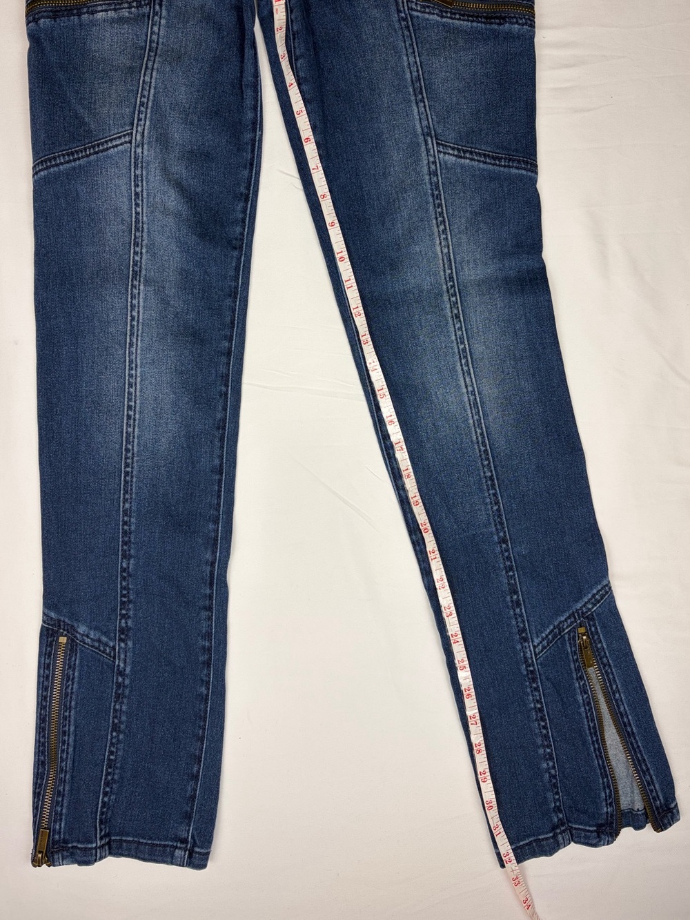 BCBGMaxAzria Dark Blue Moto Skinny Jeans Cyber-Y2K Tactical Jeans size 30 - Picture 13 of 13